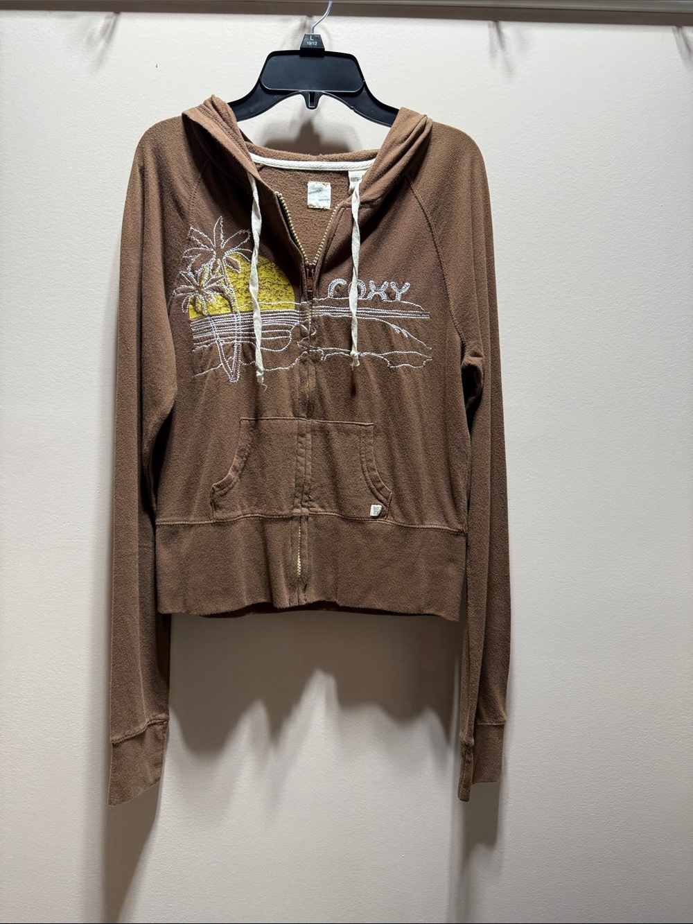 Roxy Brown -Zip Hoodie with Sun & Palm Embroidery
